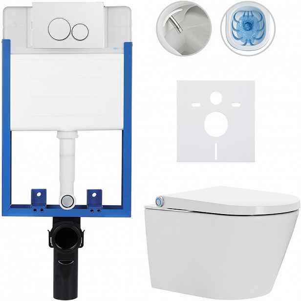 Kompletní WC set Profi/Cronus Standard - bílá lesklá - WC tlačítko Duo/Bílá - pro zazdění - 59,3x38,4 cm