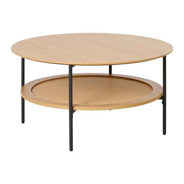 Kulatý konferenční stolek v dekoru dubu v přírodní barvě ø 80 cm Pensacola – Unique Furniture