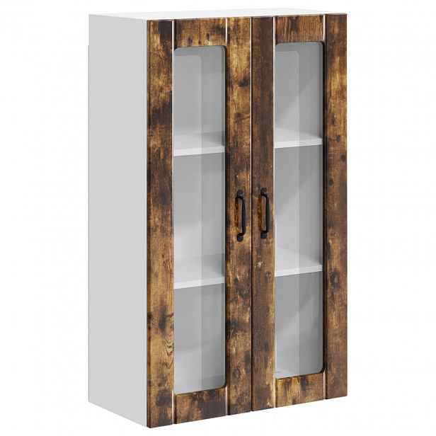 vidaXL Nástěnná skleněná skříň LUCCA Kouřový dub 60 x 31 x 100 cm
