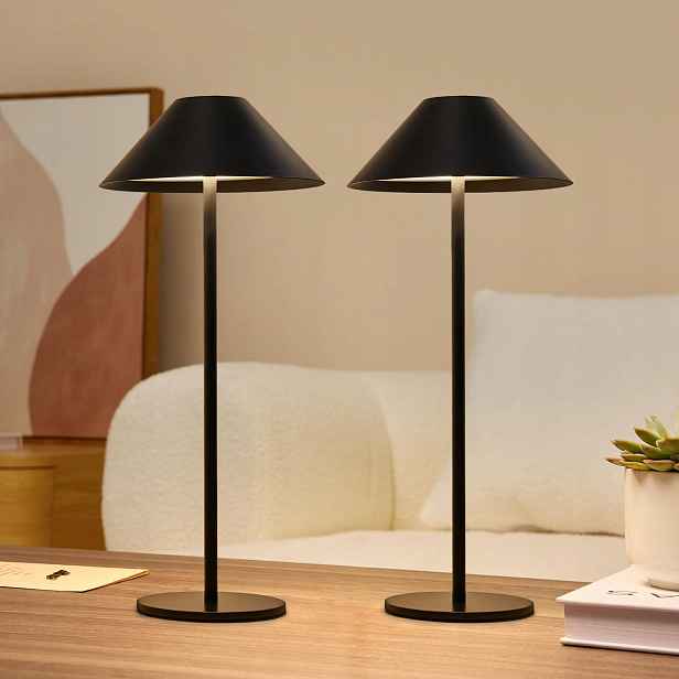 Stolní Led lampa Bezdrátová Akumulátorová IP54 Sada 2ks Černá