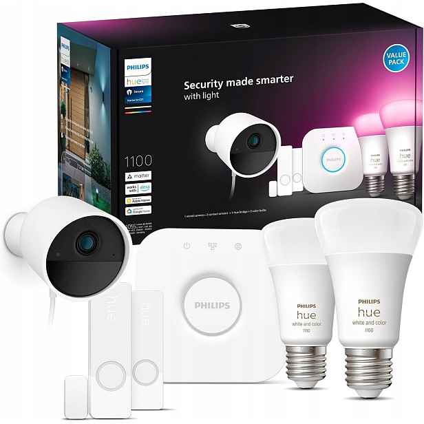 2x Led žárovka E27 Rgb Bridge Ip Hd kamera Secure senzor Philips Hue