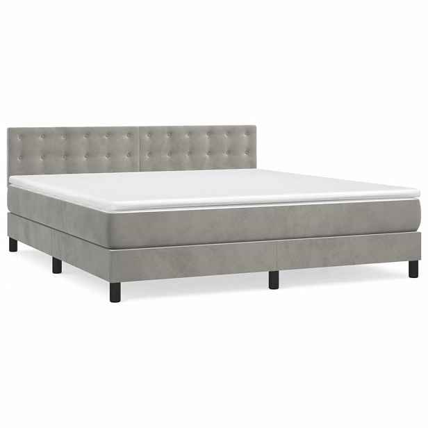 vidaXL Box spring postel s matrací světle šedá 160x200 cm samet