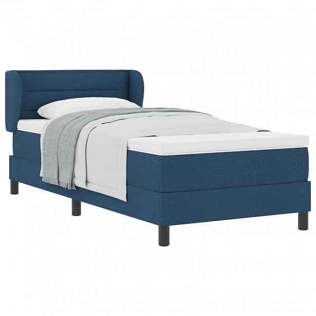 vidaXL Postel s boxspringem s čelo Modrá 100 x 200 cm textil