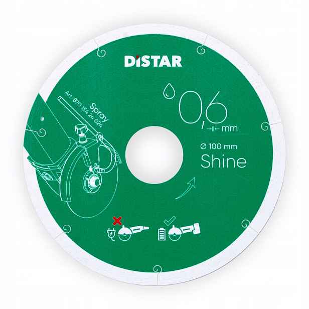 Diamantový kotouč Distar Shine pro řezání slinuté dlažby o průměru 100 mm, velmi tenký