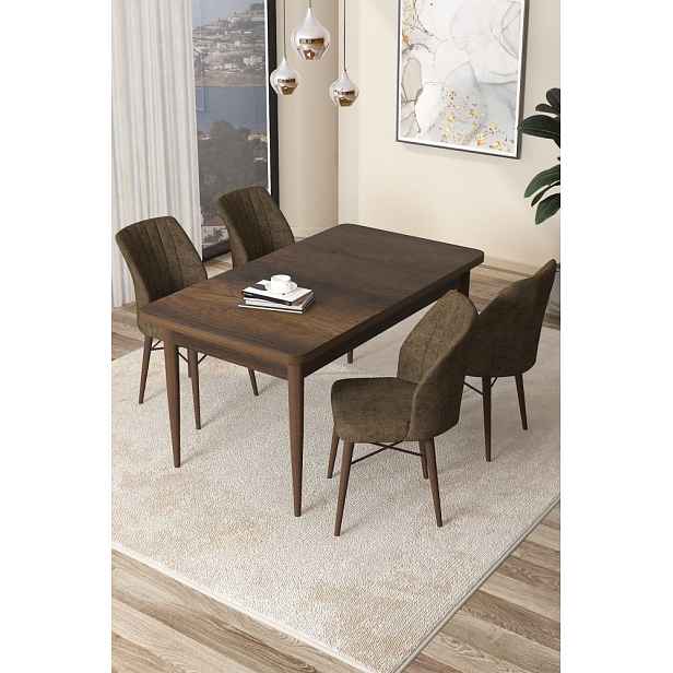 Dining Table & Chairs Set (5 Pieces) Arp - Baroque, Brown