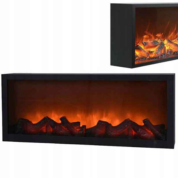 Elektrický Krb Led Kovový Černý do Obývacího Pokoje Loft 57x25 cm