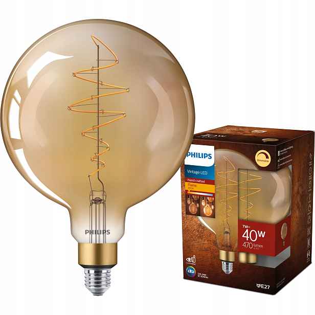 Led žárovka Philips E27 Kula G200 7W 40W Filament Vintage Ozdobná Retro