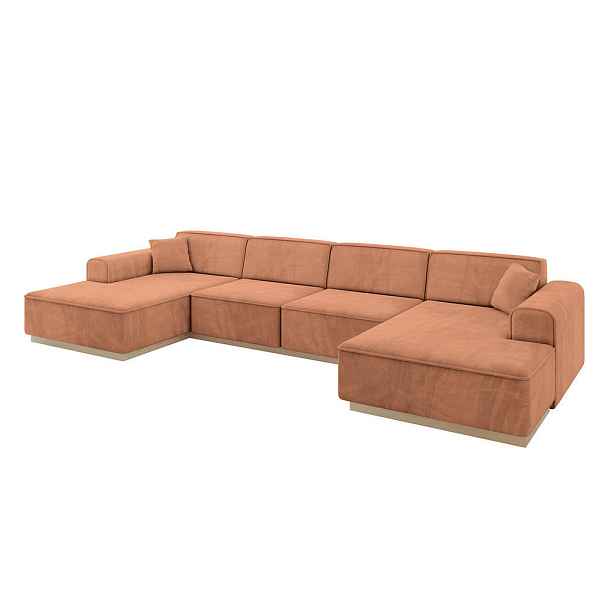ALTDECOR SEDACÍ SOUPRAVA ve tvaru U IREA-U2 386x165x80 Meruňková Velur