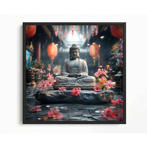Obraz Rám Americký Box Náboženství Víra Buddhismus Socha Buddha Chrám 50x50