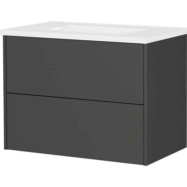 Antracitová matná závěsná skříňka pod umyvadlo 81x61 cm Bodera – Germania