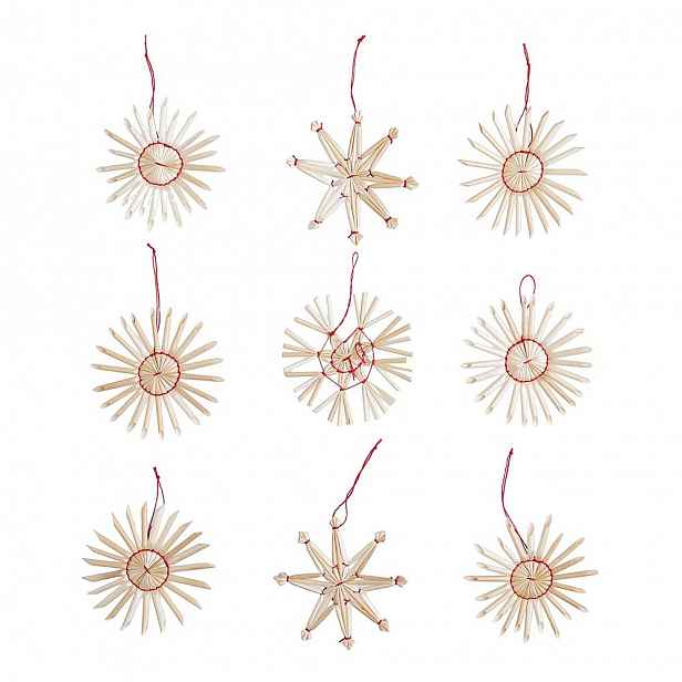 Butlers X-MAS Slaměné ozdoby 36 ks 6 cm - červená