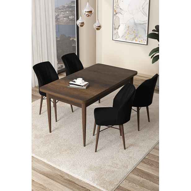 Dining Table & Chairs Set (5 Pieces) Arp - Baroque, Black