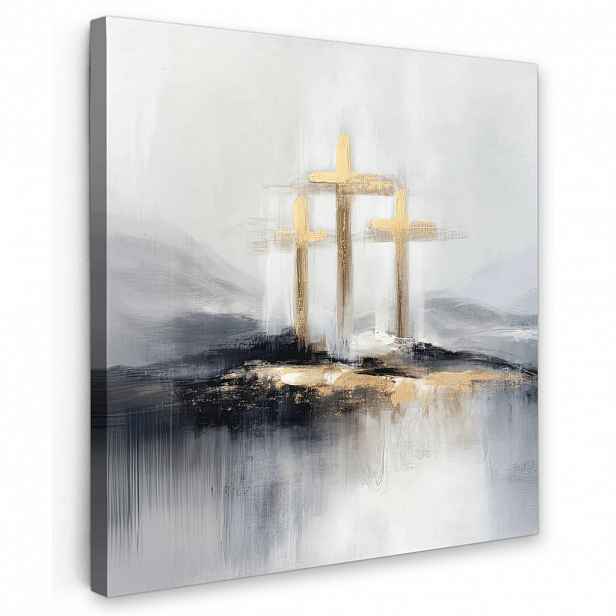 MuchoWow OBRAZ NA PLÁTNĚ Abstraktní - Malba - Křesťanství - Kříž 50x50 cm