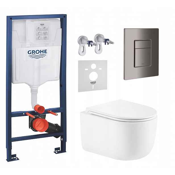 Podomítkový Wc set Grohe s mísou Lesna a tlačítkem Grafit Lesk Fresh