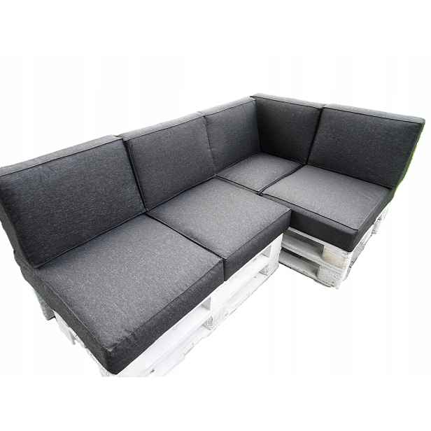 Polštáře na dvě Euro- Palety sada 9 ks sedák 80 x 60 Silver Černá