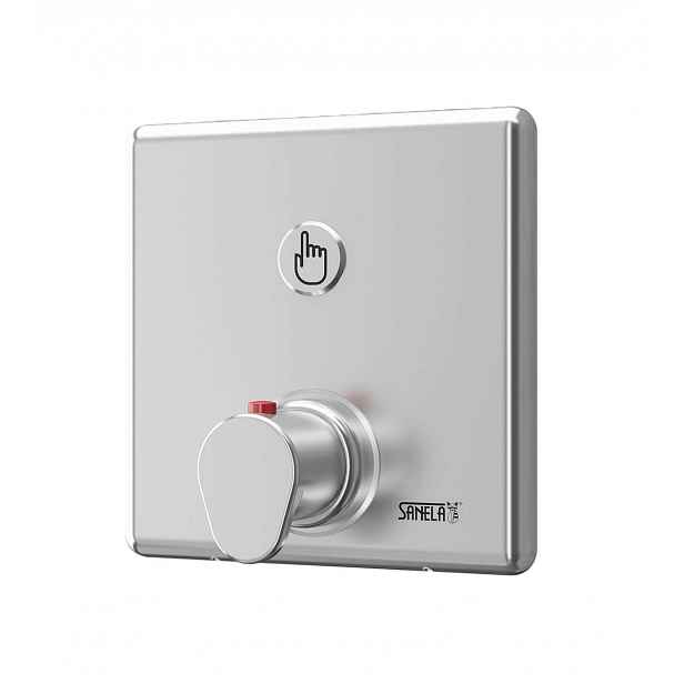 Sanela - Ovládání sprch piezo tlačítkem, s termostatem, 6 V, nerez SLS 02PTAB