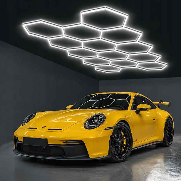 Led lampa hexagon 14X 394x229 Cm medová plástev Garáž Obývací pokoj Dům