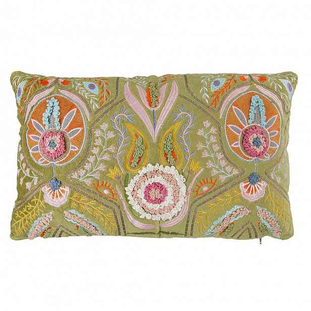 Butlers BOHEMIAN Polštář 50 x 30 cm květiny - zelená