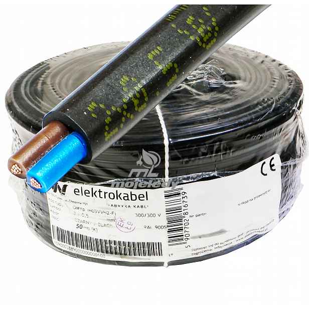 kabel OMYp 2x0,5mm 300/300V lanko Cu měděné ploché 50 m