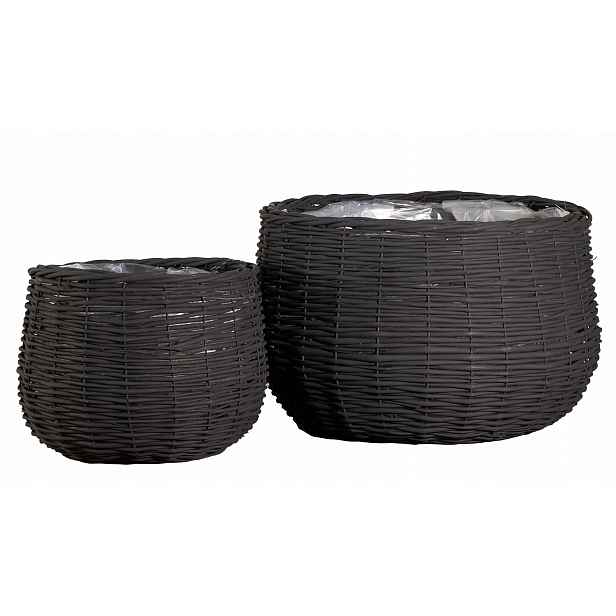 Květináč Obal Na Květináč Koš Proutěný černý květináč přírodní boho sada 2 ks