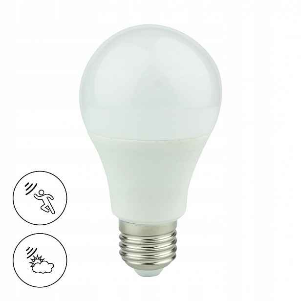 Led žárovka E27 9W 820lm A60 3000K Snímač pohybu soumraku 10 kusů