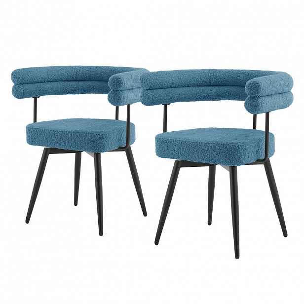 ML-DESIGN JÍDELNÍ ŽIDLE otočné, sada 2 ks, modrá plyšová látka