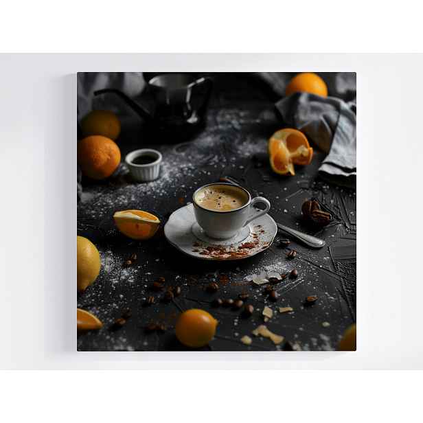 Obraz Na Plátně Canvas Kavárna Káva Šálek Espresso Pomeranče 50x50