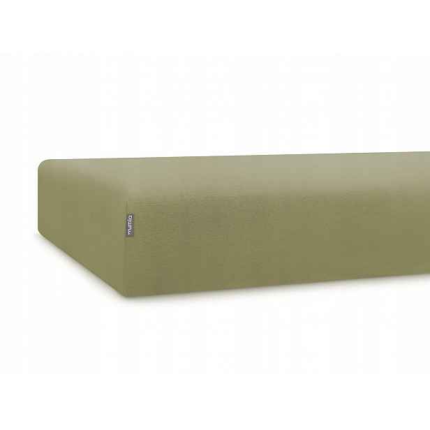 Prostěradlo bavlněné khaki 200 x 200 cm s gumičkou Mumla