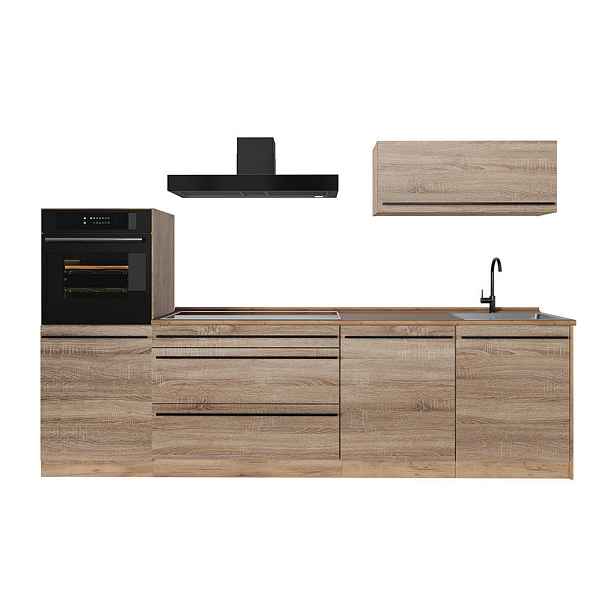 Vicco KUCHYŇSKÝ KOUT R-Line, Sonoma/Zlatý mocný dub, 280 cm pracovná doska Dub Goldkraft