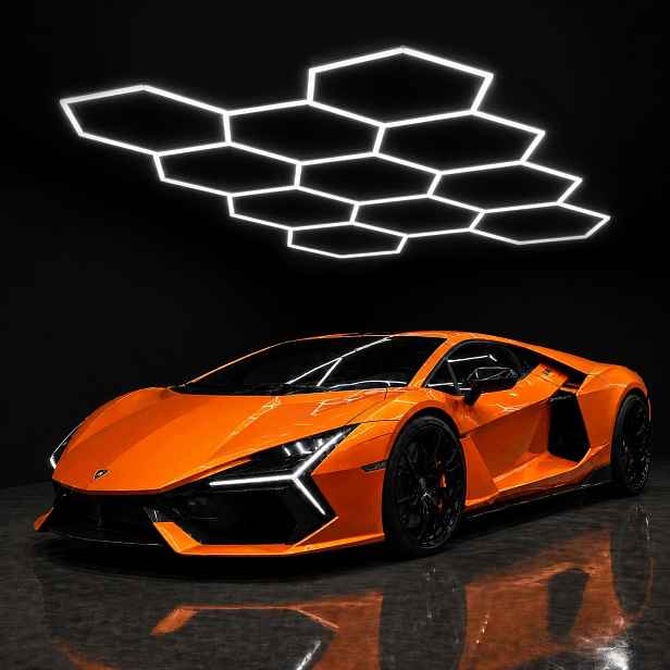 Černá stropní svítidlo Led do garáže servisu a dílny 6500K HEX11