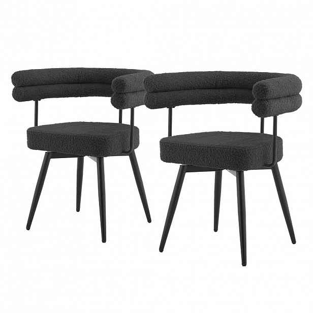 ML-DESIGN OTOČNÉ jídelní židle, sada 2 ks, tmavě šedá látka Teddy