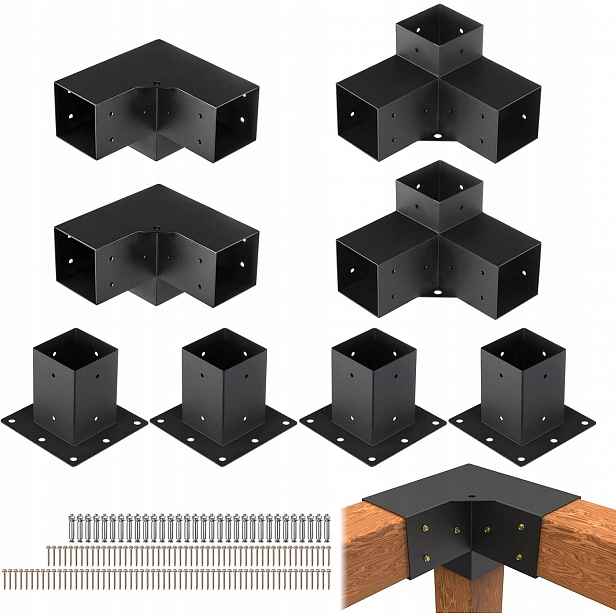 Vevor Sada držáků pro pergoly, 101,6 x 101,6 mm, 8 ks, 3-cestný