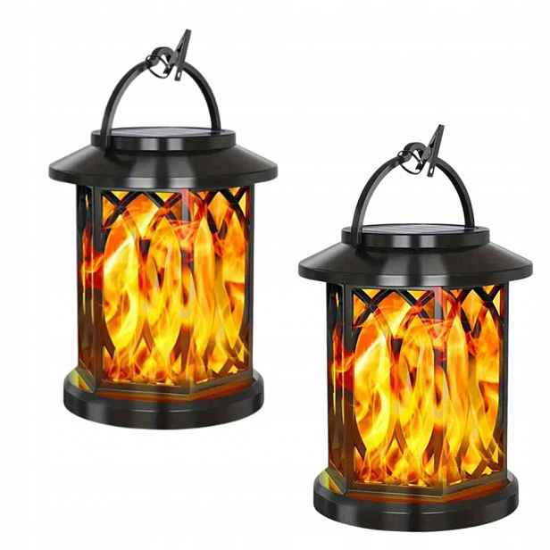 2x Led zahradní lucerna Solární lampa Lampion Hřbitovní Svíčka Černá dekorace