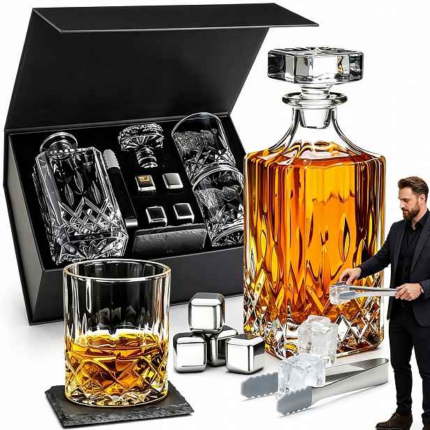 2X Sklenice Na Whisky V Elegantní Krabičce 4X Čedičové Kameny