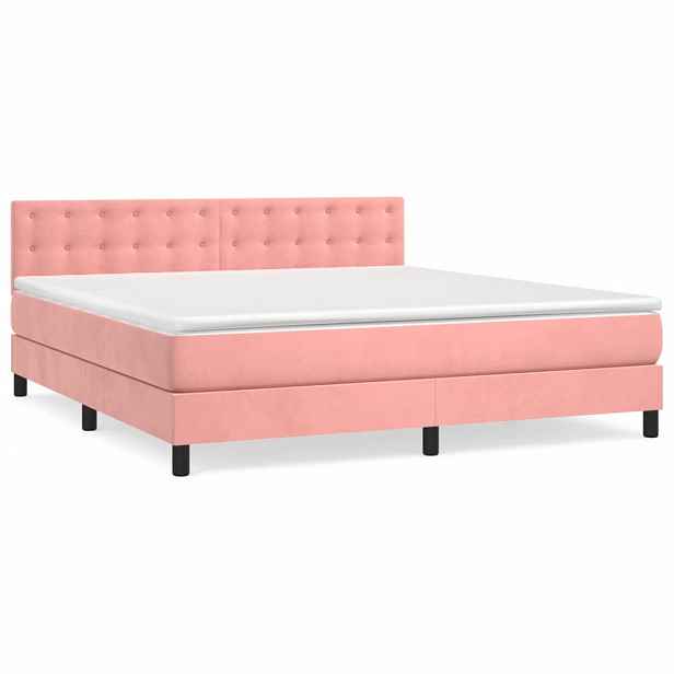 vidaXL Box spring postel s matrací růžová 160x200 cm samet
