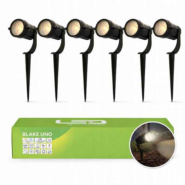 6x Zahradní reflektorová lampa GU10 pro zahradu s kabelem IP65