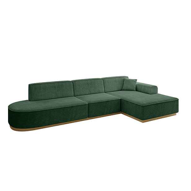ALTDECOR ROHOVÁ SEDAČKA s otomanem, pravá IREA-L2-v2 327x165x80 Zelená Manšestr