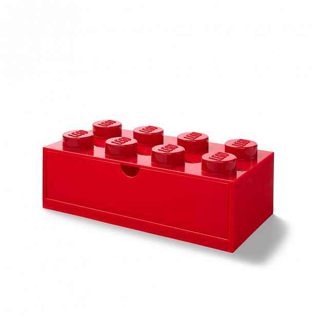 Červený stolní box se zásuvkou LEGO®, 31 x 16 cm