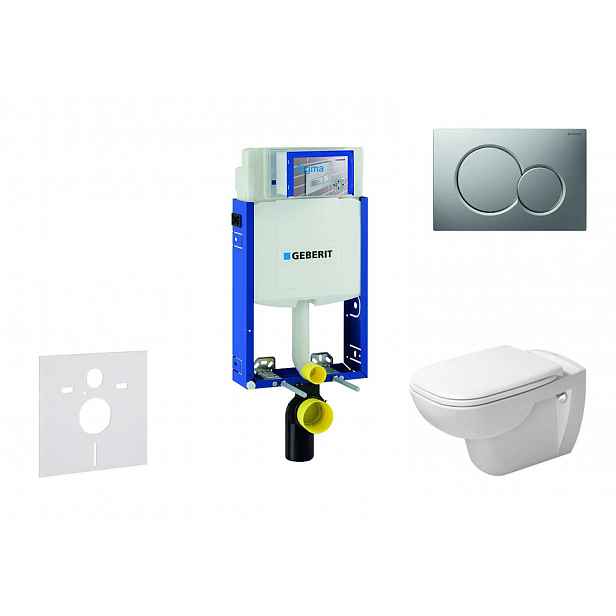 Geberit Kombifix - Modul pro závěsné WC s tlačítkem Sigma01, matný chrom + Duravit D-Code - WC a sedátko, Rimless, SoftClose 110.302.00.5 NH3