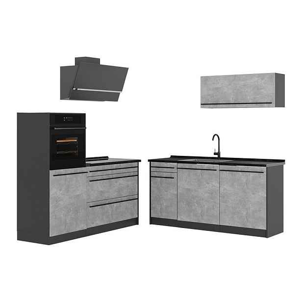Vicco KUCHYŇSKÝ KOUT R-Line, Beton/Antracit, 160 cm bez pracovní desky