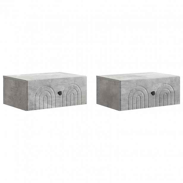 vidaXL Nástěnný noční stolek 2 ks Betonově šedá 49 x 34,5 x 20 cm