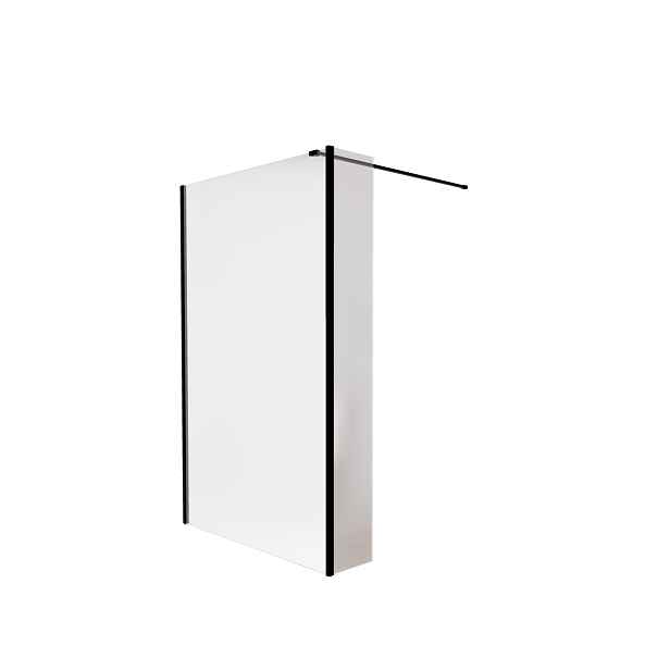 BESCO Walk-in sprchový kout AVEO BLACK s možností pevné boční stěny — Barva rámu - Černá, Pevná stěna - 30 cm, Rozměr A - 140, Rozměr C - 195, Výplň - Čiré bezpečnostní sklo - 8 mm