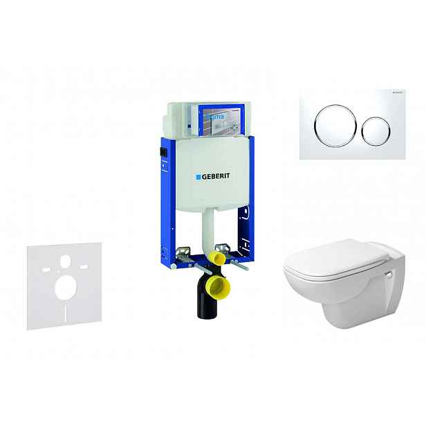 Geberit Kombifix - Modul pro závěsné WC s tlačítkem Sigma20, bílá/lesklý chrom + Duravit D-Code - WC a sedátko, Rimless, SoftClose 110.302.00.5 NH4