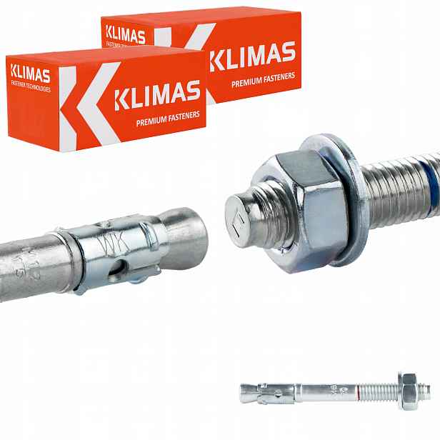 Kotvy do betonu ocelové M8 x 75 mm 200 ks mechanické Klimas Le-zn