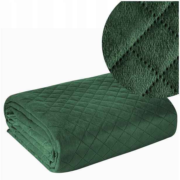 Přehoz na postel typu 220x240 prošívaný Design91 Luiz3 Tmavě Zeleň