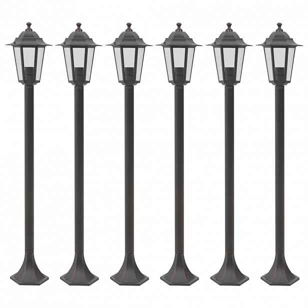 vidaXL Zahradní sloupové lampy 6 ks E27 110 cm hliníkové bronzové