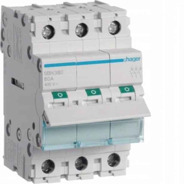 Vypínač Hager SBN380 (3P, 80A, 400V, 3 mod.)