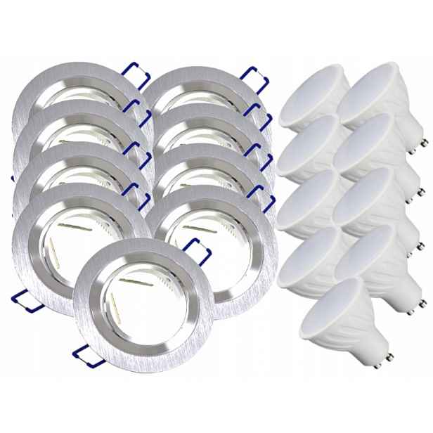 9x Hliníková Lampa Objímka Inox Ocel Kartáčovaná Led Žárovky 5W
