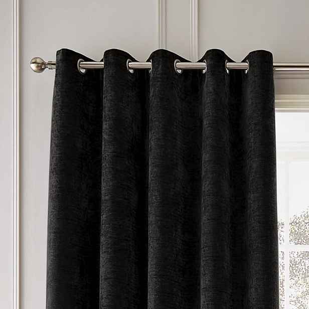 Černé termo závěsy v sadě 2 ks z žinylky 168x229 cm Selene Luxury Chenille – Hyperion