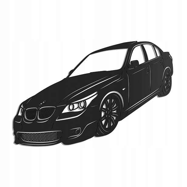 Dřevěný 3D obraz Bmw řady 5 (E60) Nástěnná Dekorace Dárek XL